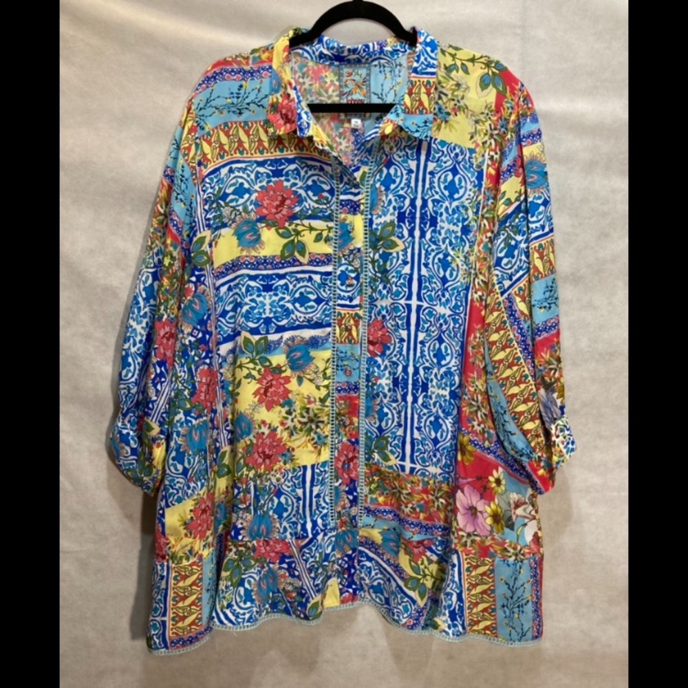 Johnny Was Silk Midsummer Sednea Tunic Top - Picture 2 of 6